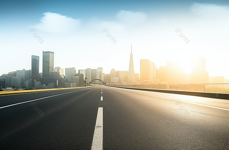 站在空旷的柏油路看日出时旧金山都市风光摄影图,高清,摄影图,摄影图片,图片大全,摄影图免费下载